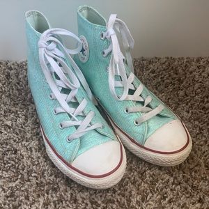 Converse high top light blue sparkly sneakers size 4